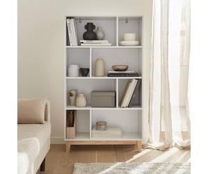 Bibliothèque Scandinave Blanche - Floki - Pieds En Bois De Sapin, 4 Étagères, 8 Compartiments, 80x30x138cm Blanc TU