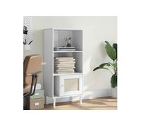 Bibliothèque SENJA aspect de rotin blanc bois massif de pin 358059