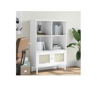 Vidaxl Bibliothèque Senja Aspect De Rotin Blanc Bois Massif De Pin Blanc