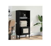 Bibliothèque SENJA aspect de rotin noir bois massif de pin 358060