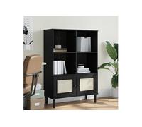 Vidaxl Bibliothèque Senja Aspect De Rotin Noir Bois Massif De Pin Marron