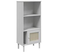 Bibliothèque SENJA aspect de rotin - vidaXL - bois - blanc - 60 x 35 x 130 cm(673816)