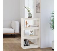 Bibliothèque - Pin - 60x30x135,5cm - Blanc - 4 étagères - Design contemporain