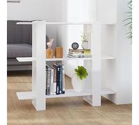 Bibliothèque séparateur de pièce, blanc brillant, 100 x 30 x 87 cm, étagère sur pied robuste avec grand espace de rangement pour salon, bureau, couloir - Organiseur de rangement cube polyvalent