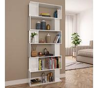 Bibliothèque séparateur de pièce, blanc brillant, 80 x 24 x 192 cm, étagère sur pied avec 18 compartiments pour livres et décoration, organiseur cube polyvalent