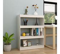 Bibliothèque, séparateur de pièce, blanche, 100 x 30 x 103 cm, en pin massif, étagère sur pied, pour salon, rangement et décoration polyvalents, robuste et durable