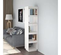 Bibliothèque, séparateur de pièce, blanche, 40 x 35 x 167 cm, en pin massif, polyvalente, pour le salon, case à livres solide avec design ouvert, parfaite comme étagère à livres