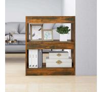 vidaXL Bibliothèque Séparateur de Pièce Etagère à Livres Meuble Armoire de Rangement Cloison de Séparation Salon Chêne Fumé 60x30x72 cm 813599 Brun G