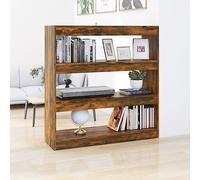 Bibliothèque séparateur de pièce, en chêne fumé, 100 x 30 x 103 cm, en matériau dérivé du bois, organisateur cube polyvalent pour salon, couloir et bureau, étagère à livres stable avec de nombreux