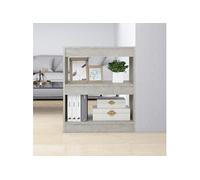 Bibliothèque/Séparateur de Pièce Etagère à Livres Meuble de Rangement Paravent Cloison de Séparation Diviseur Salon Gris Béton 60x30x72 cm