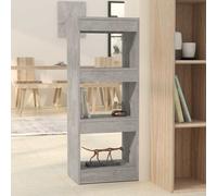Bibliothèque séparateur de pièce gris béton bois d ingénierie