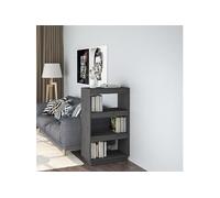vidaXL Bibliothèque-Cloison Gris 60x35x103 cm Bois de pin massif