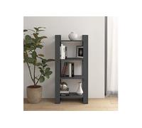 Bibliothèque/Séparateur de pièce Gris 60x35x125 cm Bois massif