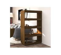 Vidaxl Bibliothèque/Séparateur De Pièce Marron Miel 80x35x135 Cm Pin Marron