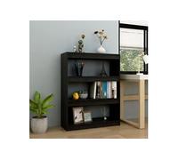 Pin Massif Bibliothèque Séparateur de Pièce Cloison de Séparation Armoire à Livres Rangement Diviseur Paravent Noir 100x30x103 cm