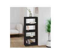 Bibliothèque/Séparateur de pièce Noir 60x30x135,5 cm Pin massif808172