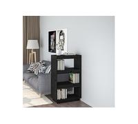 Vidaxl Bibliothèque/Cloison Noir 60x35x103 Cm Bois De Pin Massif Marron
