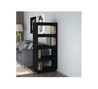 Bibliothèque Séparateur de pièce Noir 60x35x135 cm Pin massif
