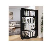Vidaxl Bibliothèque/Séparateur De Pièce Noir 80x25x132 Cm Pin Solide Noir