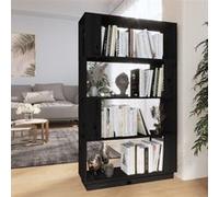 Bibliothèque Séparateur de pièce Noir 80x25x132 cm Pin massif Noir G
