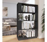 Bibliothèque Séparateur de Pièce Noir 80x25x132 cm Pin Solide Etagère vidaXL