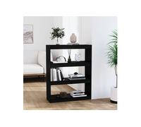 Bibliothèque Séparateur de pièce Noir 80x30x103,5 cm Pin massif