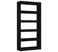 Bibliothèque Séparateur de pièce Noir 80x30x167,4 cm Pin massif