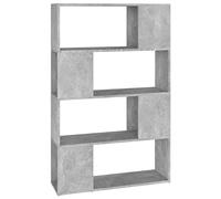 Bibliotheque Separateur Piece Gris Beton 80x24x124,5 cm 4 Compartiments | Design classique, construction robuste, rangement pour livres et DVD, cloison decorative