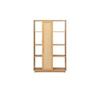 Bibliothèque séparatrice avec rangements finition bois clair chêne et cannage rotin L100 cm ALICANTE