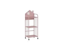Bibliothèque Simple en Fer à roulettes - Bibliothèque sur Pied pour Espace de Lecture pour Enfants, Rangement Amovible pour Livres d'images et Sacs, Design Rose élégant (Petite Taille)