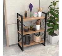 [en.casa] Bibliothèque Étagère Autoportante à 3 Niveaux de Rangement Élégante pour Salon Cuisine Salle de Bain Panneau de Particules Métal 90 x 65 x 30 cm Effet Bois Noir