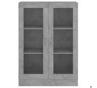 Bibliothèque SOLOMOON, CHIC Armoire à vitrine - Meuble de salon - Gris béton 82,5x30,5x115 cm, Bois d'ingénierie BB184