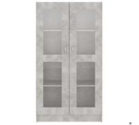Bibliothèque SOLOMOON, CHIC Armoire à vitrine - Meuble de salon - Gris béton 82,5x30,5x150 cm, Bois d'ingénierie BB188