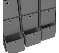 Bibliothèque SOLOMOON, CHIC Étagère à 12 cubes - avec boîtes Gris 103x30x141 cm, Tissu BB28