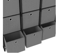 Bibliothèque SOLOMOON, CHIC Étagère à 12 cubes - avec boîtes Noir 103x30x141 cm, Tissu BB26