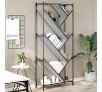 Bibliothèque, Armoire à Livres avec Etagères et Pieds Réglables, Meuble de Rangement, Industiel, Sonoma Gris Bois Ingénierie et Métal