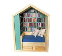 Bibliothèque Stress - Bibliothèque Miniature en Bois De Pin Naturel, D'assemblage De Puzzle 30,5 X 15,2 Cm, Étagère De Petite Maison Inachevée, Rangement pour Loisirs Créatifs | Accent De Décorati