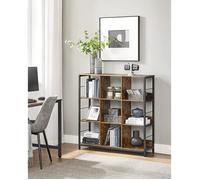 VASAGLE Meuble de Rangement 3 Niveaux, ÉtagÈre Rangement, BibliothÈque Style Industriel, 9 Cubes, pour Salon, Bureau, EntrÉe, Cuisine, 30 x 100 x 103,1 cm, Marron Rustique et Noir LLS112B01