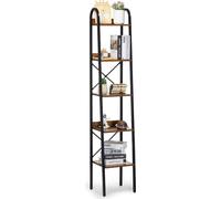 Bibliothèque SucceBuy en métal, 5 étages, style industriel, haute et étroite. Avec ses étagères ouvertes, elle est idéale pour le rangement dans les pièces à vivre.