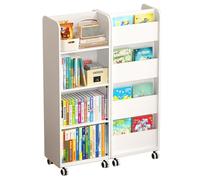 Bibliothèque sur pied avec roulettes pivotantes - Design double face pour bureau ou maison, facile à déplacer, construction robuste