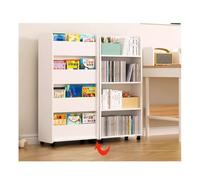 Bibliothèque sur Pied Double Face avec roulettes Pivotantes Meuble Étroit pour Bureau Ou Maison(45 * 32 * 126cm)