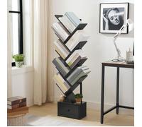 Bibliothèque sur Pieds à 9 Niveaux-HOOBRO-Étagère en Forme d'arbre-Étagère de Rangement-pour CD, DVD, Livres-Noir