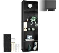 Bibliothèque - TECTAKE - Bibliothèque LEXI avec 5 étagères en bois MDF pour salon, bureau ou chambre, 60 x 30 x 190 cm - Noir