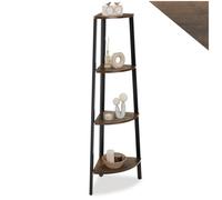 Bibliothèque - TECTAKE - Étagère d'angle NEWBRIDGE au style industriel en bois et acier sur 4 niveaux, 34 x 34 x 125 cm - Bois foncé