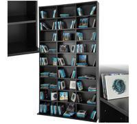 Bibliothèque - TECTAKE - Étagère pour DVD/CD CHRISTEL avec 27 compartiments réglables, aspect bois, 180 x 102 x 23,5 cm - Noir