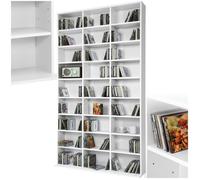 Bibliothèque - TECTAKE - Etagère range CD DVD CHRISTEL avec étagères réglables 27 compartiments 180 x 102 x 23,5 cm - Blanc