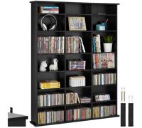 Bibliothèque - TECTAKE - Etagère range CD DVD STEVIE avec étagères réglables 21 compartiments 105,5 x 19 x 136,5 cm - Noir