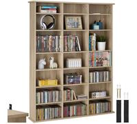 Bibliothèque - TECTAKE - Etagère range CD DVD STEVIE avec étagères réglables 21 compartiments 105,5 x 19 x 136,5 cm - Bois Clair