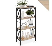 Bibliothèque - TECTAKE - Étagère sur 4 niveaux BARRY avec entretoises latérales en bois et acier 61,5 x 31,5 x 133,5 cm - Bois clair