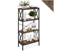 Bibliothèque - TECTAKE - Étagère sur 4 niveaux BARRY avec entretoises latérales en bois et acier 61,5 x 31,5 x 133,5 cm - Bois